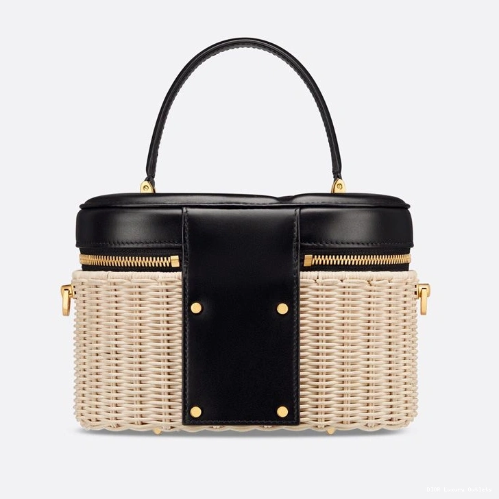 Cheap Wicker Black Calfskin Vanity Dior Medium and Signature Case CD 0805 Luxury